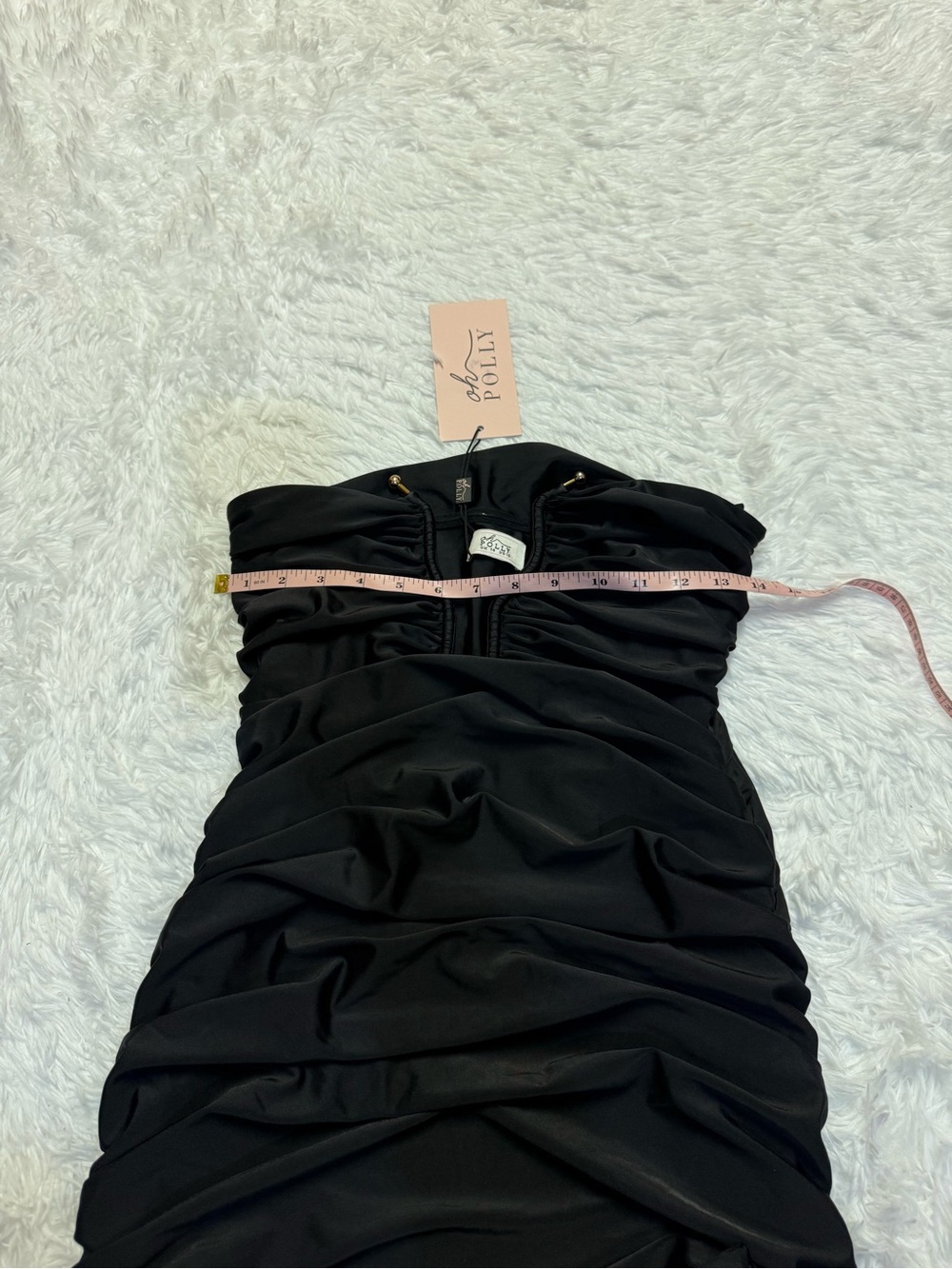 Oh Polly Socorra Ruched Hardware Detail Strapless Mini Dress in Black - Picture 13 of 16